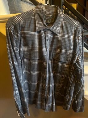 Banana Republic Dark Charcoal Plaid Button-Down Shirt